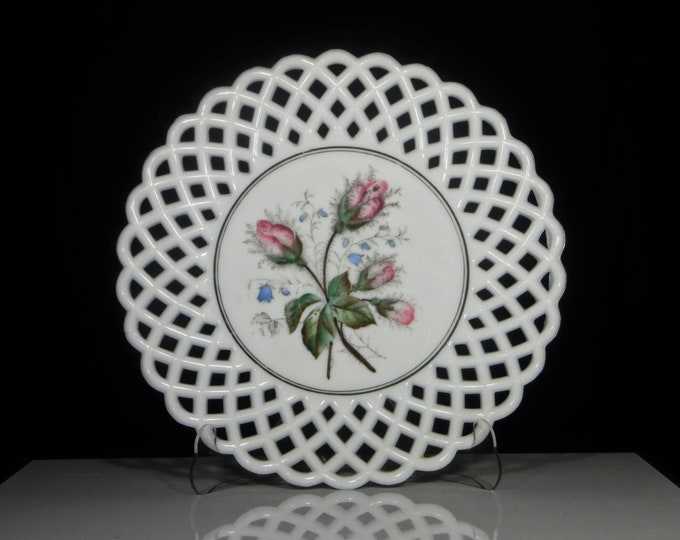 Early American Pressed Glass/Milk Glass Plate, Challinor, Taylor And Company, OW (Open Work) (OMN) Late 1880s