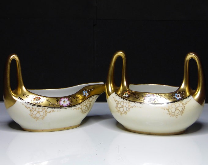 Porcelain Sugar and Creamer, Delinieres and Co, Limoges, Pickard China, decorators, 1898 - 1900