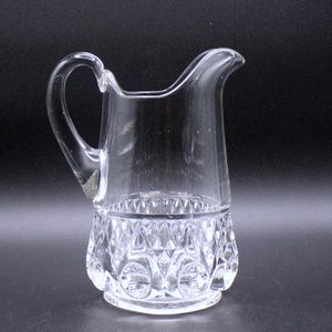 Early American Pressed Glass Creamer, Dalzell, Gilmore And Leighton Glass Co; DGL #49D (OMN) AKA Bulls Eye With Diamond Point etal, 1892