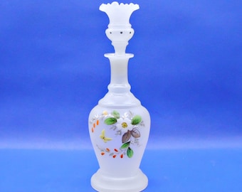 Victorian Era Dresser Bottle/Candle Holder; Uncertain Maker; Camphor Glass ca 1880-1895