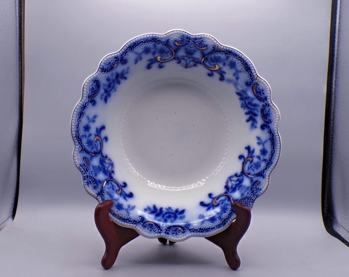 Flow Blue Pottery Vegetable Bowl, William Grindley and Company, Tunstall, England, Portman c 1890