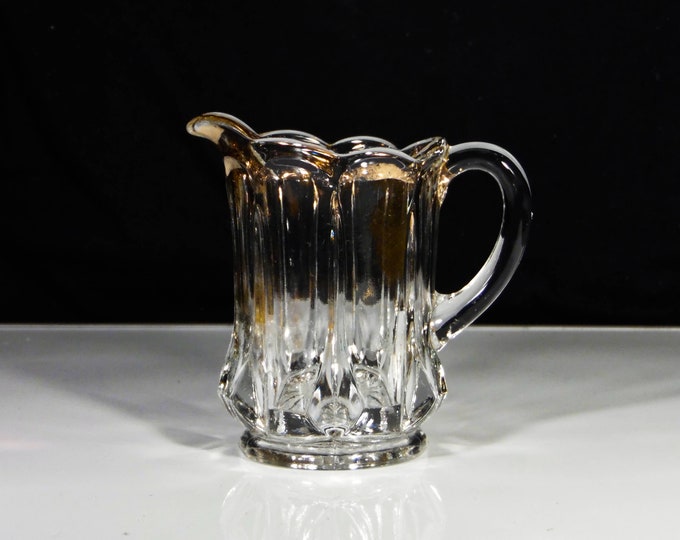 Early American Pressed Glass Creamer, Individual, United States Glass Company, US Glass #15121; Mayflower/Duquesne (OMN) AKA Portland, 1910