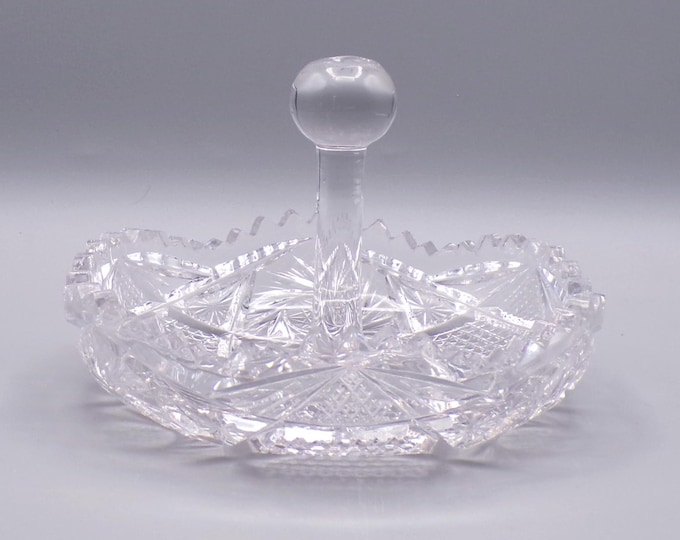 American Brilliant Period Cut Glass BonBon Server/Lemon Server, Unknown Maker or Pattern, ca 1910
