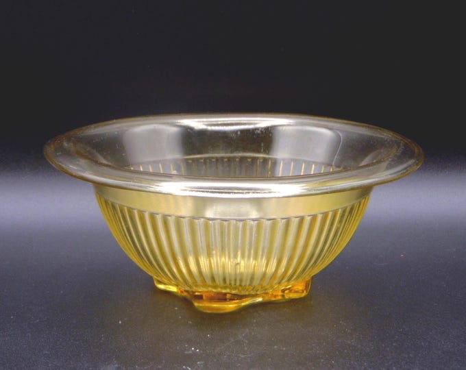 Depression Glass Mixing Bowl, Federal Glass Company, Ribbed Lower Panel, Golden Glow, 1930s
