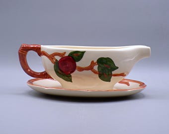 Pottery Gravy Boat/Attached Underplate, Franciscan, Apple, 1953 -1958
