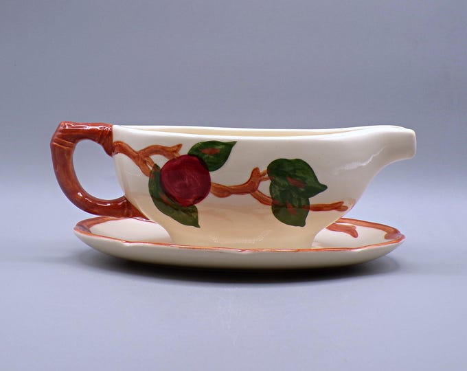 Pottery Gravy Boat/Attached Underplate, Franciscan, Apple, 1953 -1958