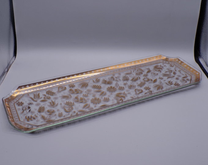 Vintage Mid-Century Modern Glass Tray, Georges Briard, Persian Garden, 1960s