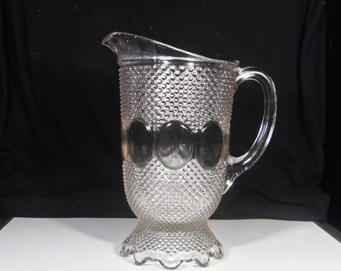 Early American Pressed Glass Pitcher, Kokomo Glass Manufacturing Company, Kokomo #50 (OMN) AKA Dewdrop And Rain, 1901