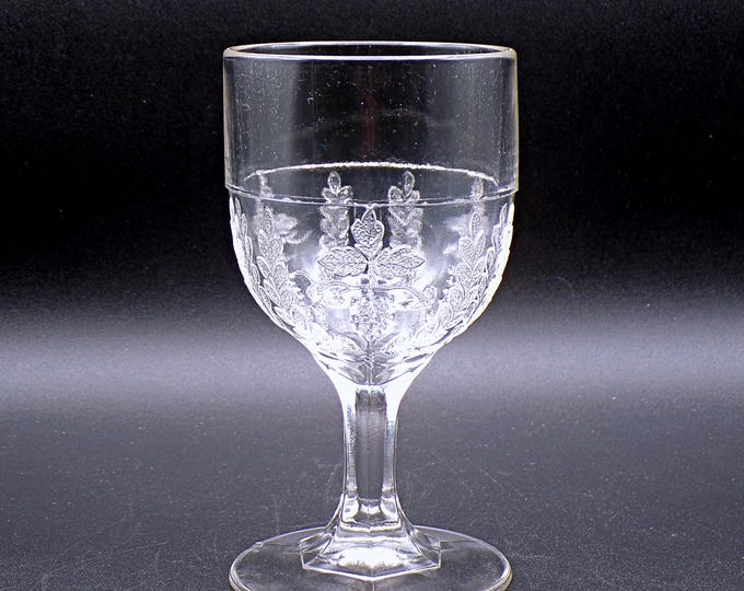 Early American Pressed Glass Water Gobler, Adams And Company, Myrtle (OMN) a/k/a Grape And Festoon Variant, c 1872