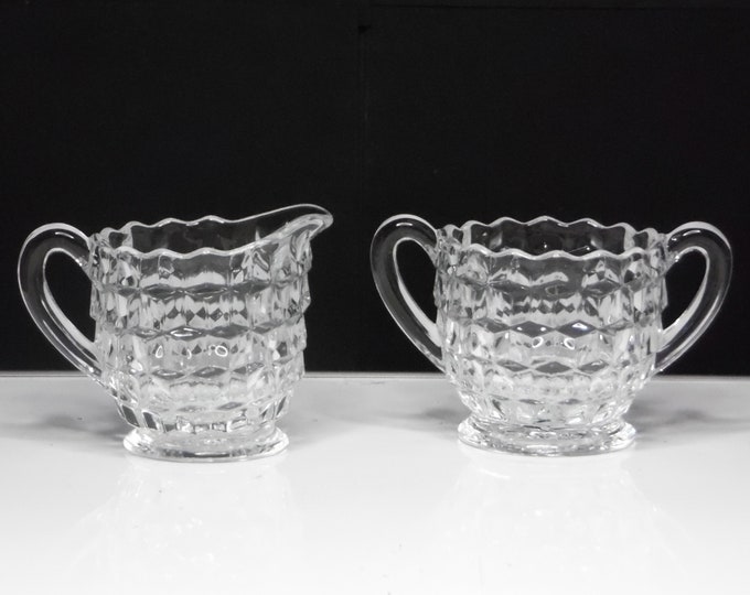 Vintage/Early American Pressed Glass Individual Sugar And Creamer, Fostoria Glass Company, Fostoria #2056; American (OMN) 1915 - 1982