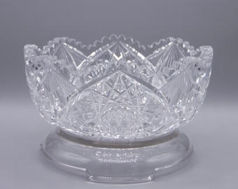 American Brilliant Period Cut Glass Bowl, J D Bergen Cut Glass Company, Premier, 1893