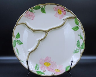 Vintage Pottery Grill Plate; Franciscan Ware, Desert Rose, 1949-1953