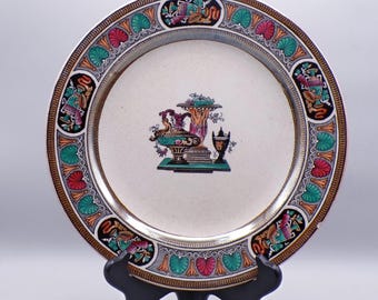 Pottery Dinner Plate, Thomas Booth and Company, Vase, Multi-color, 1868 - 1872