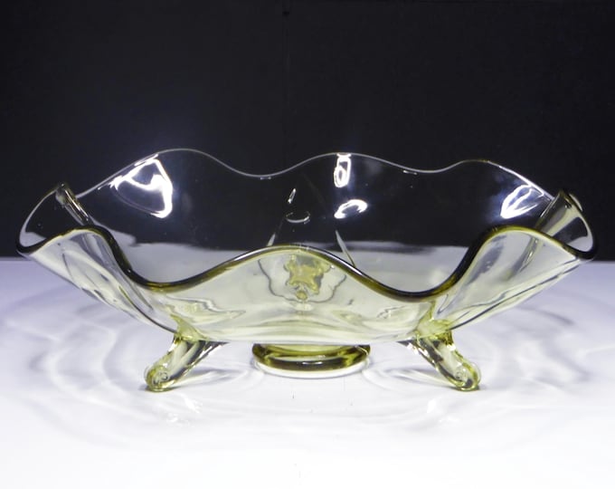 Elegant Era Glass Bowl, Lancaster Glass Company, Petal #1831, Topaz, 1930s