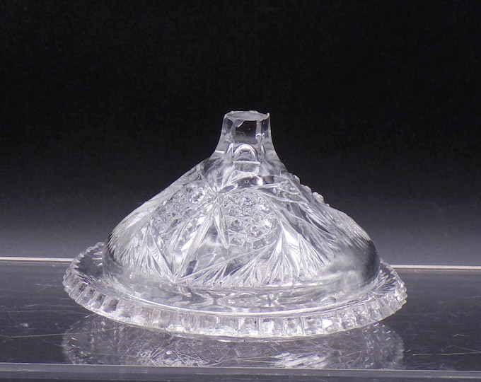 Early American Pressed Glass Toy/Childs Butter Dish, Cambridge Glass Company, Sweetheart (aka) c 1910
