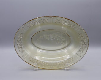 Depression Glass Oval Vegetable Bowl, Federal Glass Company, Sharon a/k/a Cabbage Rose, 1935 - 1939