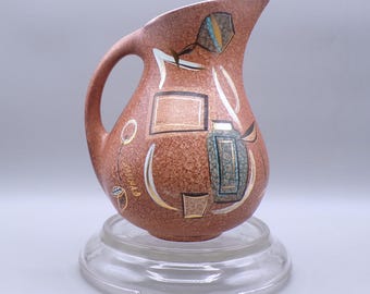 MCM/Vintage Pottery Jug, Sascha Brastoff, Caifornia, Holiday Greetings, 1957
