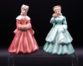 Porcelain Figurines, Florence Ceramics, Pasadena California, Elaine And Irene, ca 1940s