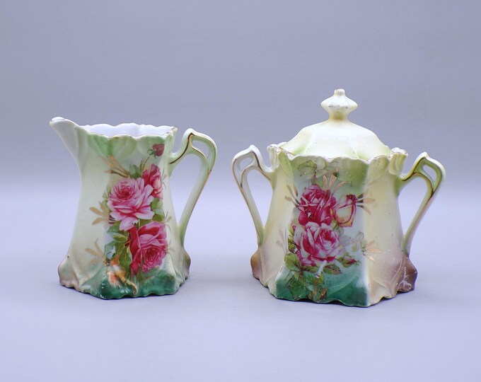 Porcelain Sugar and Creamer, unknown German maker, c 1880-1900