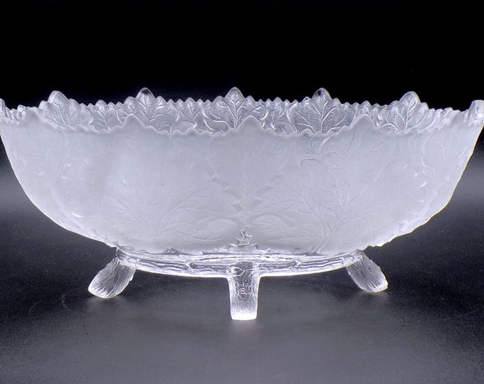 Early American Pressed Glass Master Berry Bowl, Footed, Gillinder And Sons, Inc, Leaf (OMN) AKA Maple Leaf, c 1885