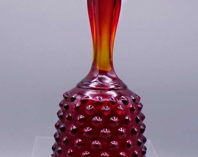 Vintage Glass Bell, Fenton Art Glass Company, Hobnail, Ruby, 1970 - 1985