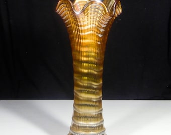 Carnival Glass Swung Vase, Standard: Imperial Glass Company, Ripple; Pastel Marigold; 1912 - 1929