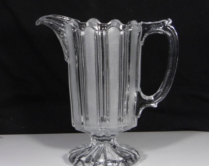 Early American Pressed Glass Creamer, Bakewell, Pears And Company English (OMN) AKA English; Ribbon 1877