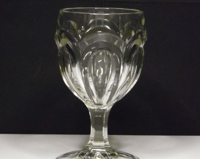 Early American Pressed Glass Water Goblet, Ripley And Company, Ripley #29, O'Hara (OMN) AKA Seneca Loop, c 1878