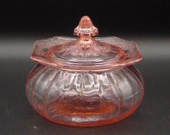 Depression Glass Candy Jar Jeannette Glass Company Adam 1932 - 1934