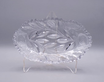 American Brilliant Cut Glass Relish Dish: Roses & Butterflies, 1910-1915