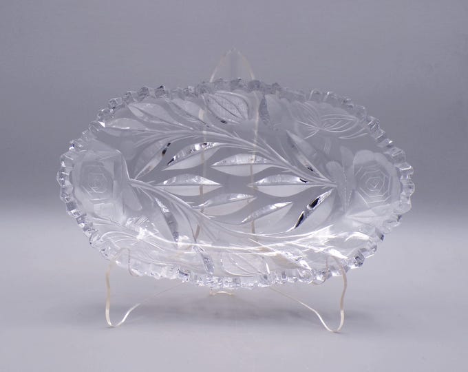 American Brilliant Period Cut Glass Relish/Olive Dish, unknown maker or pattern ca 1910 - 1915