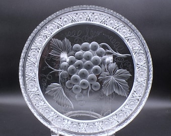 American Brilliant Period Cut Glass Tray, Tuthill Cut Glass Company, Vintage and Geometric, c 1900-1910