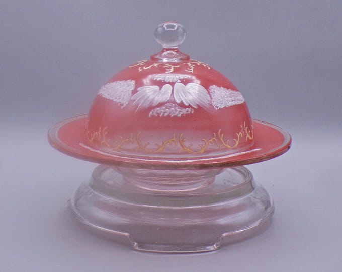 Early American Pressed Glass Butter Dish, Jefferson Glass Company, Jefferson Optic (aka) aka Tiny Optic, c 1901