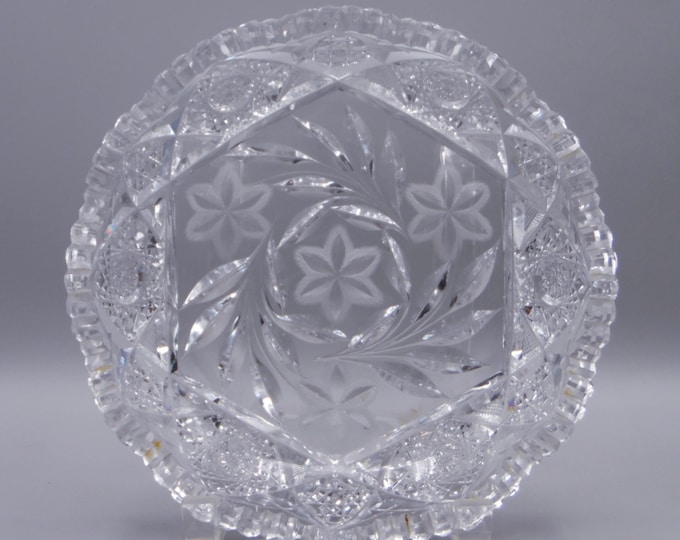 American Brilliant Period Cut Glass Large Nappy unknown maker and pattern ca 1910 - 1915