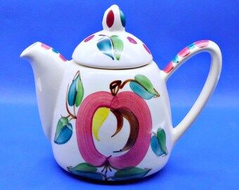 Vintage MCM Pottery Teapot; Purinton Pottery; Slipware Apple 1944-1959