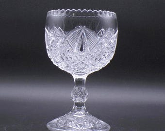 Early American Pressed Glass Rose Bowl: Anona Twin Teardrops, c1904