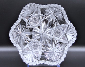 American Brilliant Period Cut Glass Large Nappy, Unknown Maker or Pattern, 1905 - 1910