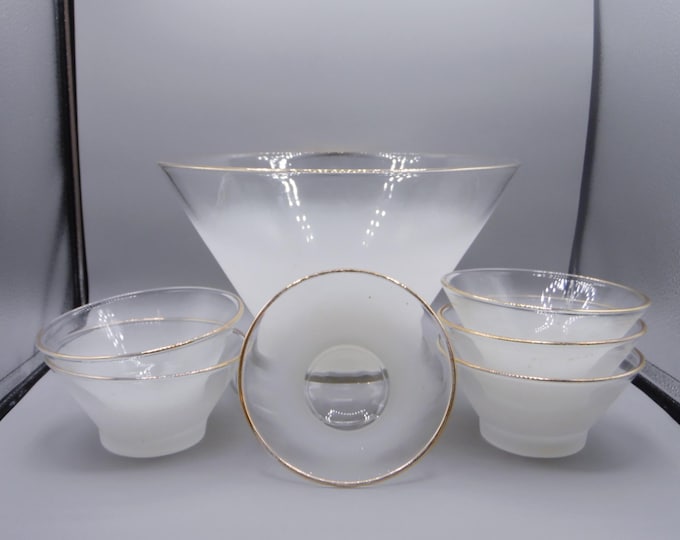 Vintage/MCM Glass Salad/Fruit Set, West Virginia Glass Specialty Company, Blendo, White, 1960s
