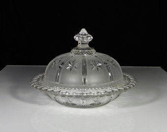 British Pressed Glass, Butter Dish; Percival, Yates And Vickers (?) Unknown Pattern Name (Similar to Richards Hartley Star) 1870's