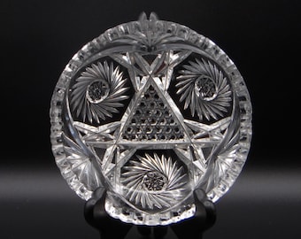 American Brilliant Period Cut Glass Nappy, unknown maker, unknown pattern, ca 1905 - 1915
