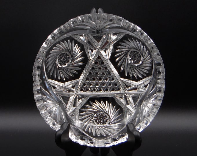 American Brilliant Period Cut Glass Nappy, unknown maker, unknown pattern, ca 1905 - 1915