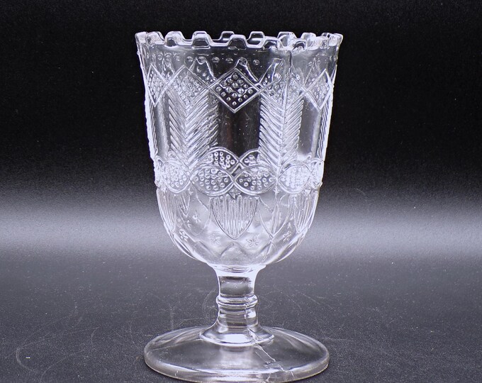 Early American Pressed Glass Spooner, Belmont Glass Works, Belmont #4 (OMN) a/k/a Herringbone, 1881