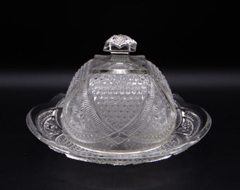 EAPG Glass Butter Dish: U.S. Glass Massachusetts Pattern, 1898