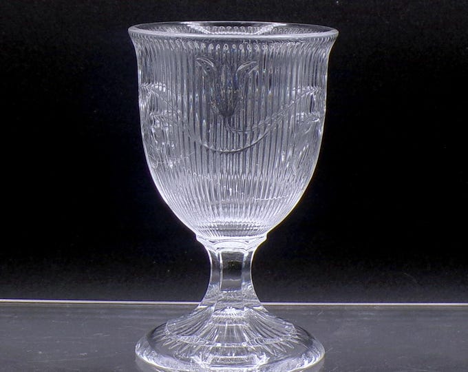 Early American Pressed Glass/Flint Glass Egg Cup, Multiple Makers, Bellflower (AKA) ca 1860s