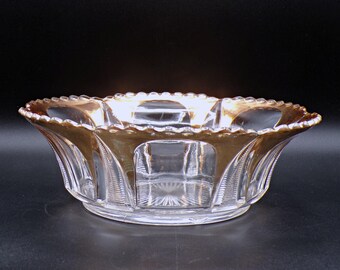 Early American Pressed Glass Berry Bowl: Tarentum Ladders & Loop