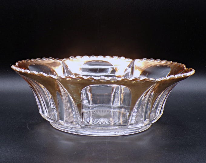 Early American Pressed Glass Master Berry Bowl, Tarentum Glass Company, Tarentum #292 (OMN) a/k/a Ladders; Loop And Pyramid; 1901