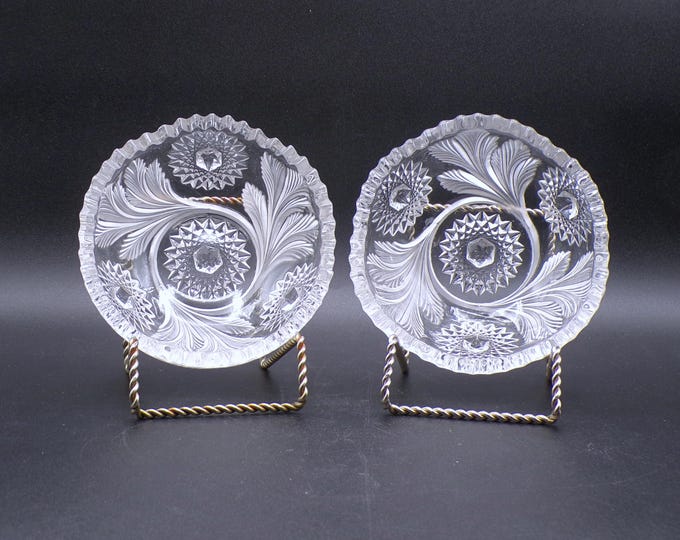 EAPG Frosted Feather Berry Bowl: Crystal Glass Co, 1906