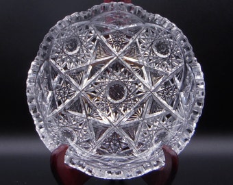American Brilliant Period Cut Glass Berry Nappy Possibly T B Clark, Unknown Pattern ca 1905 - 1910