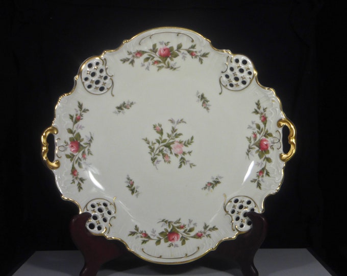 Porcelain Cake Server, Rosenthal, Moss Rose, Moliere, Ivory Body, 1962
