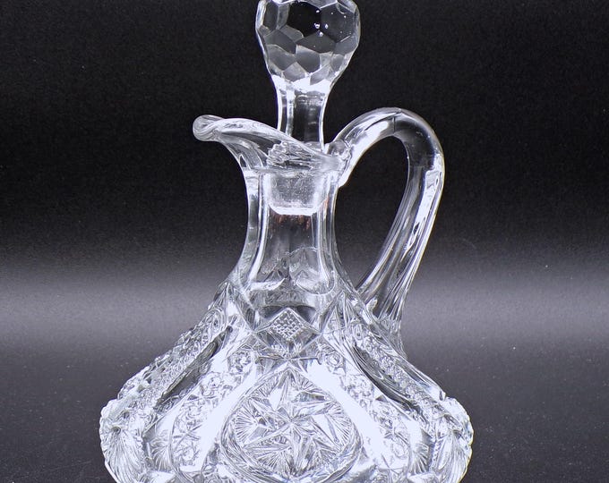 Early American Pressed Glass Cruet; McKee Glass Company, Nortec (OMN) aka Centipede; 1904